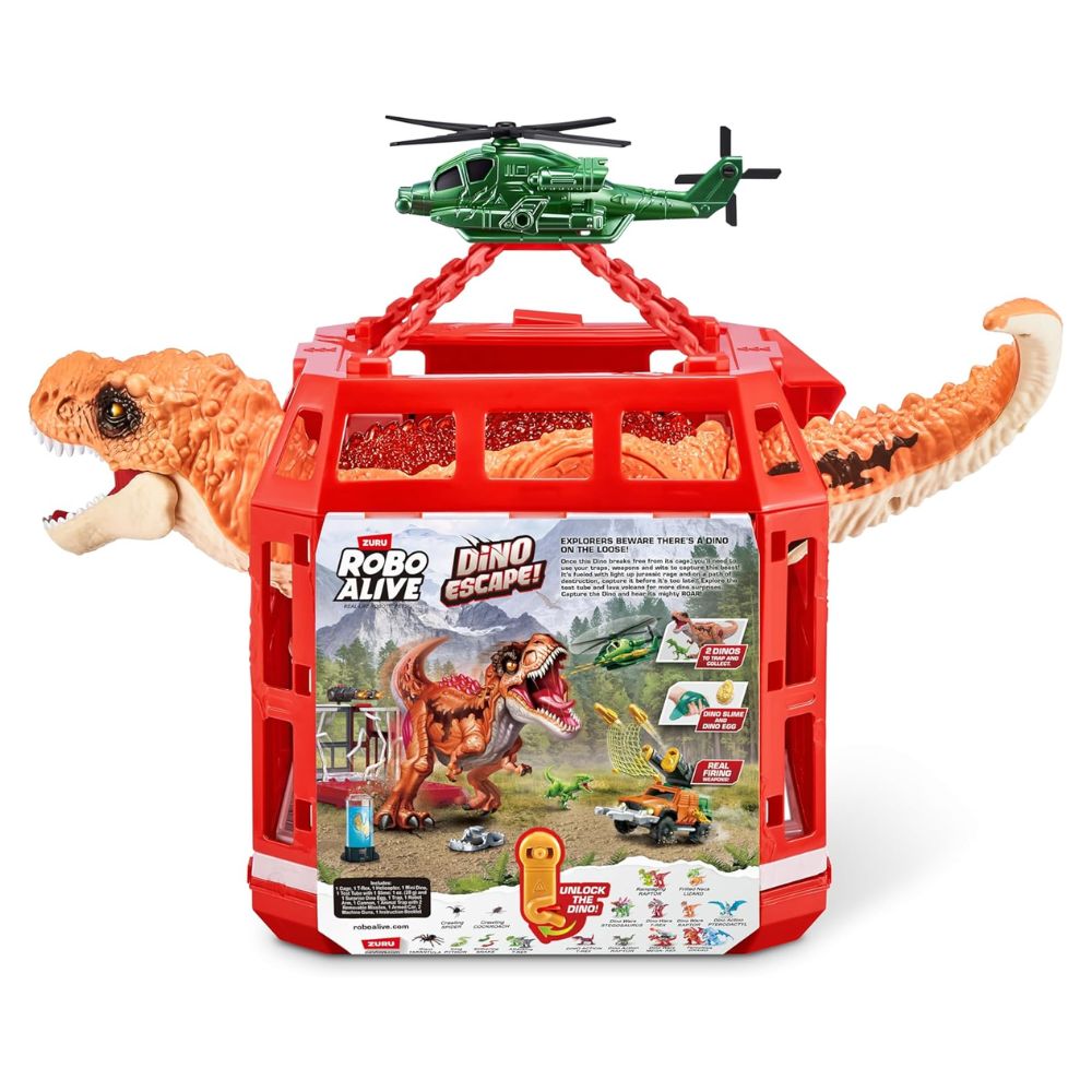 Robo Alive Dino Escape Series 1 Dinosaur and Helicopter Playset Toys4you