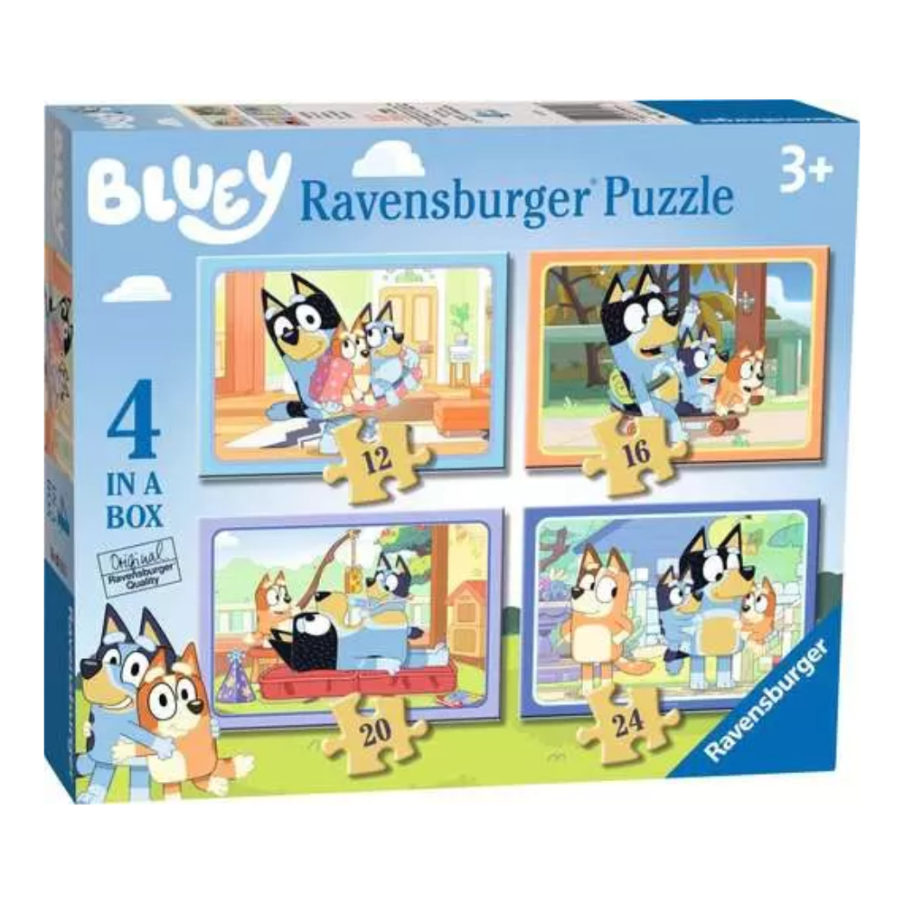 Ravensburger Children’s Puzzle Bluey, 4 in a box - 12 + 16 + 20 + 24 Pieces Puzzle