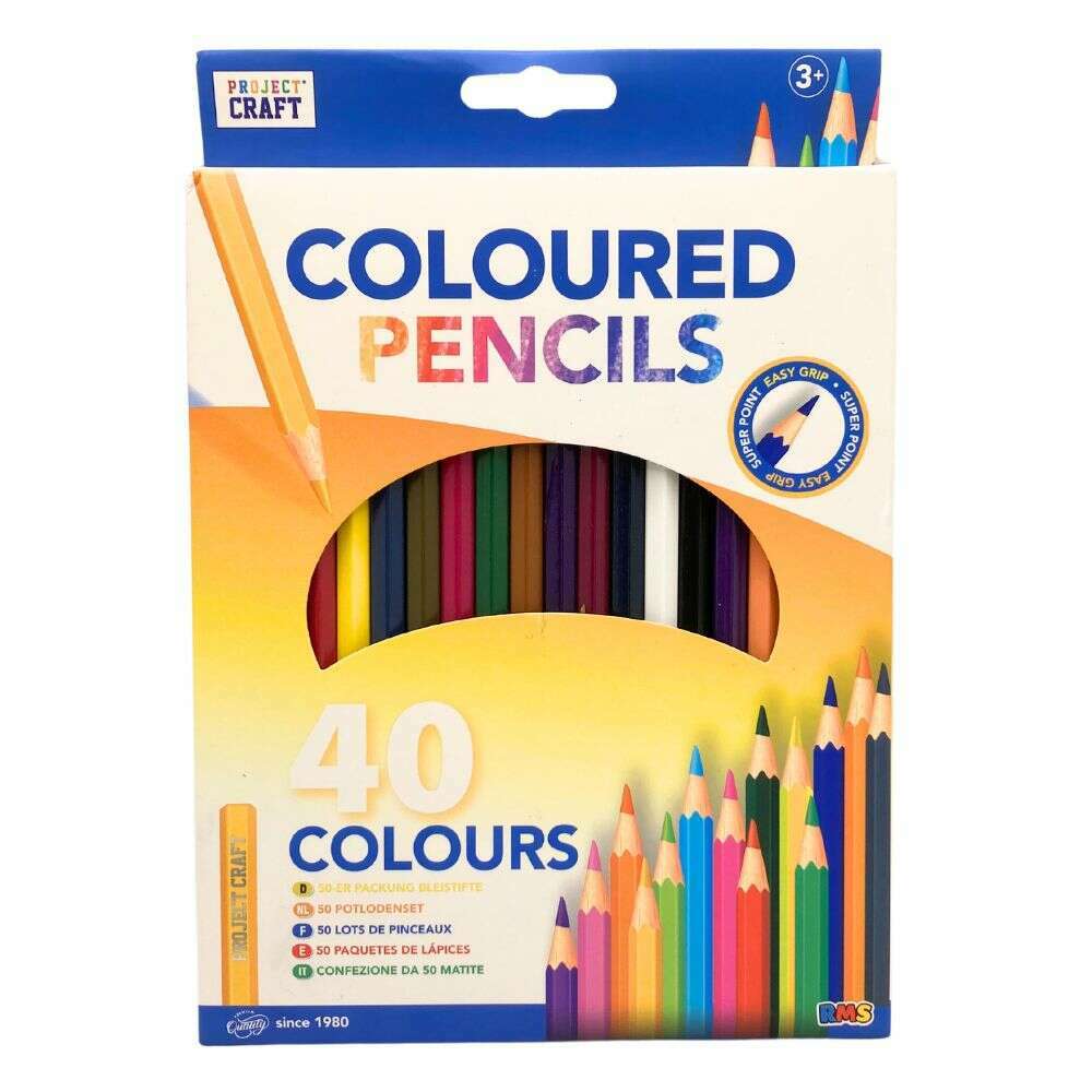 Project Craft 40 Coloured Pencils Set