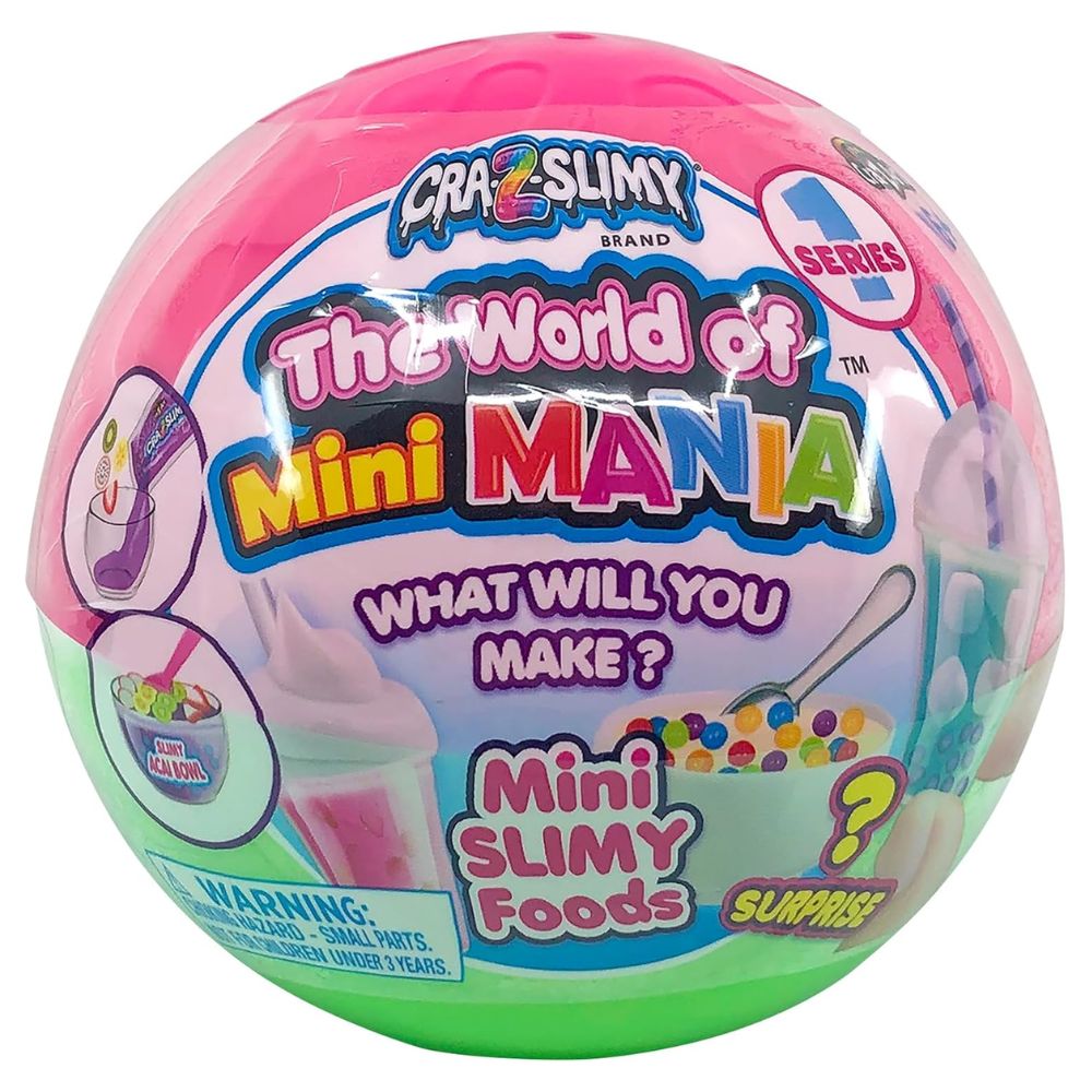 Cra-Z-Slimy world of Mini Mania Surprise Ball slimy foods with add ins- Styles May Vary