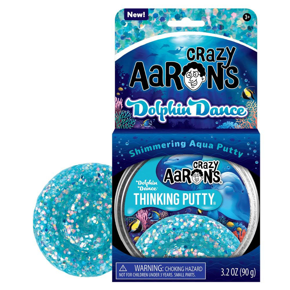 Crazy Aaron's Thinking Putty Dolphin Dance Shimmering Aqua Putty