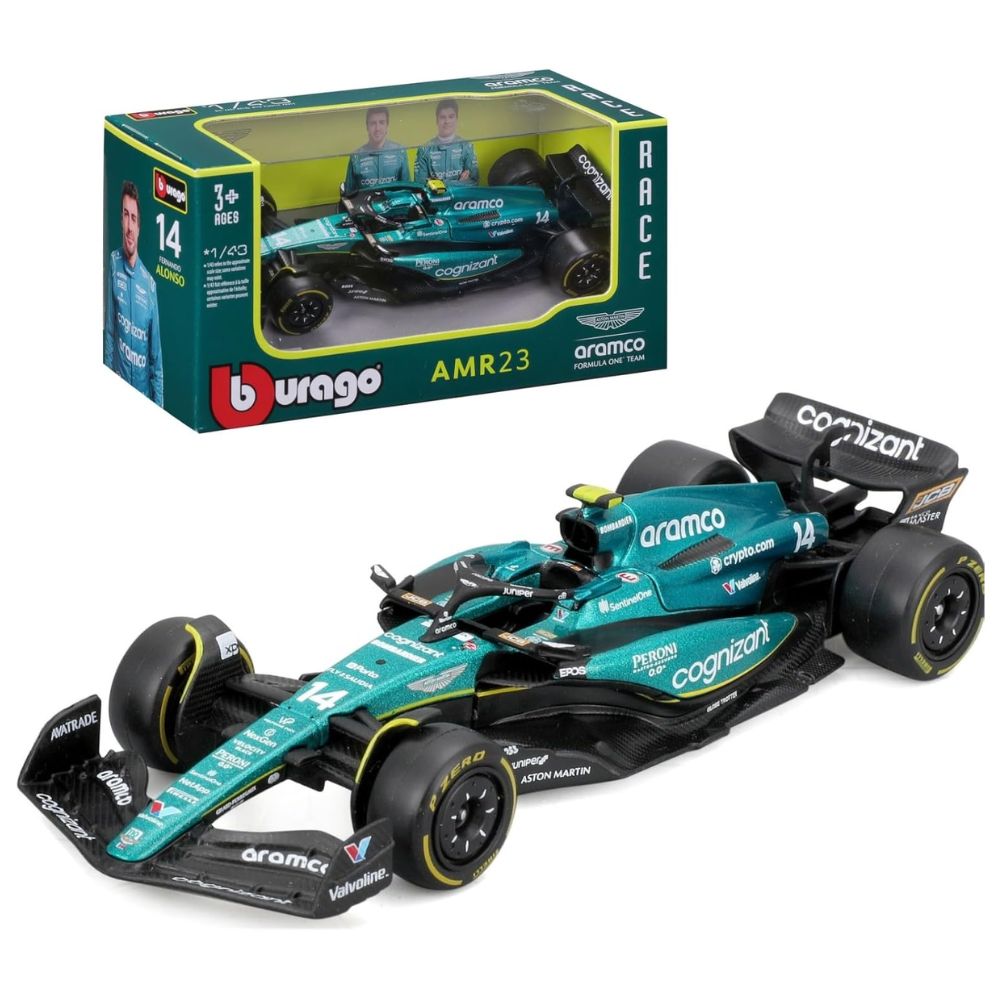 Bburago 1:43 2023 Aston Martin AMR23 F1 Formula Car Die Cast