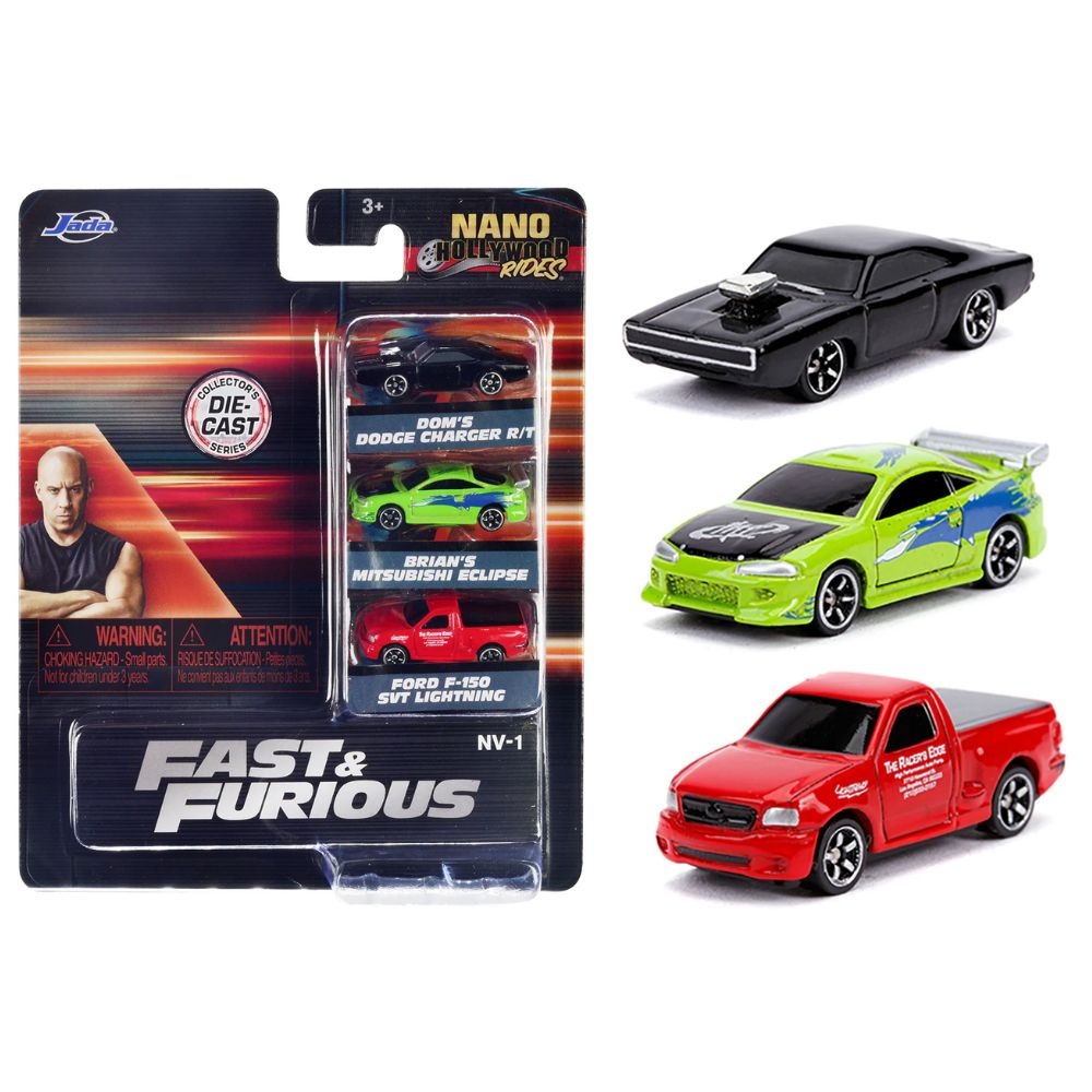 Jada Toys Transformers 3 Nano Collectible Cars from Die-Cast Dodge Charger R/T, Mitsubishi Eclipse, SVT Lightning