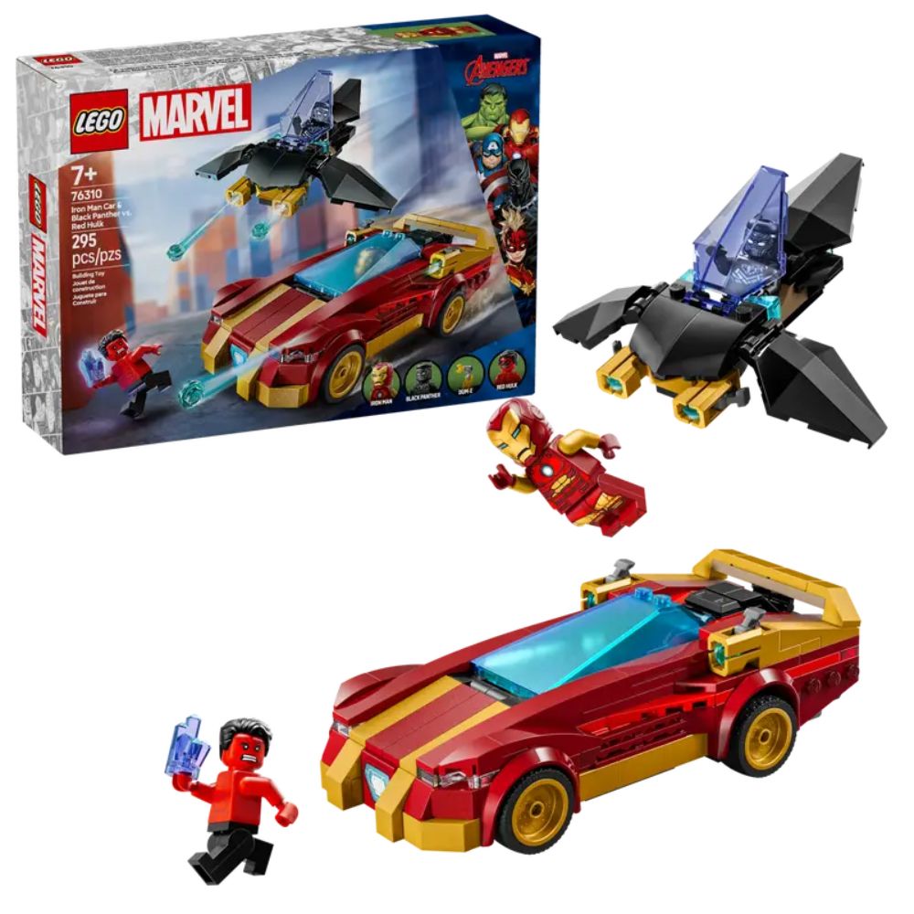 LEGO 76310 Marvel Iron Man Car & Black Panther vs. Red Hulk Buildable Playset