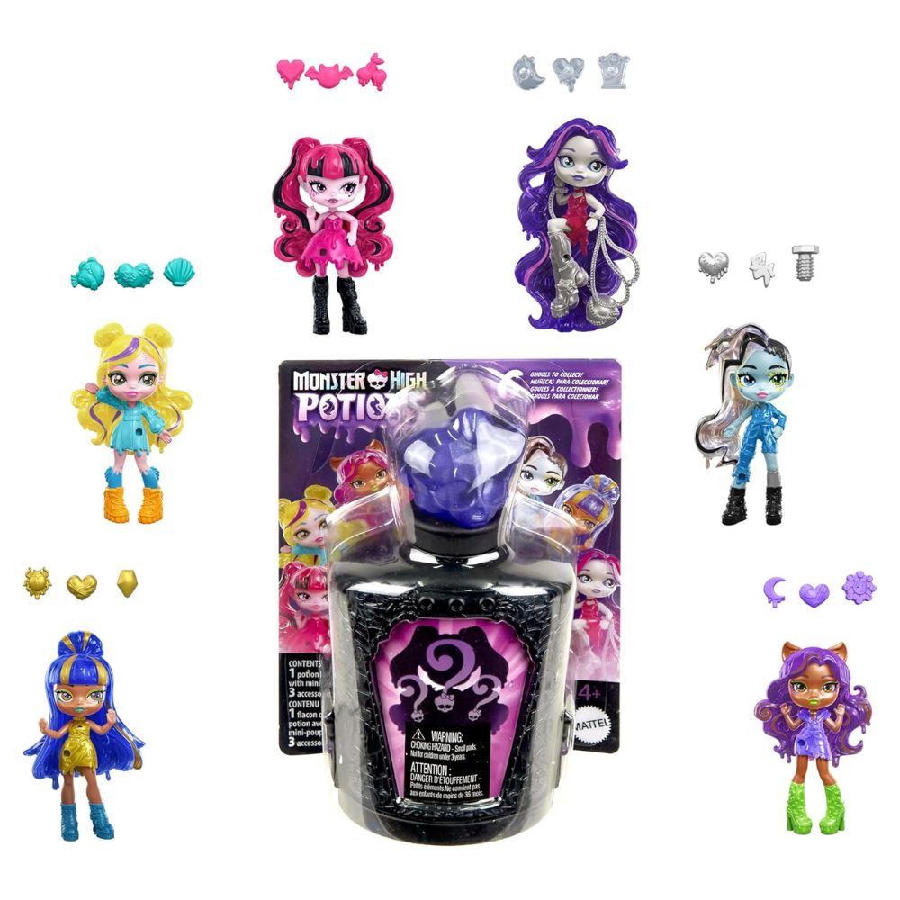 Monster High 6.2" Potions Mini Dolls, Surprise Character Figures with Water Reveal