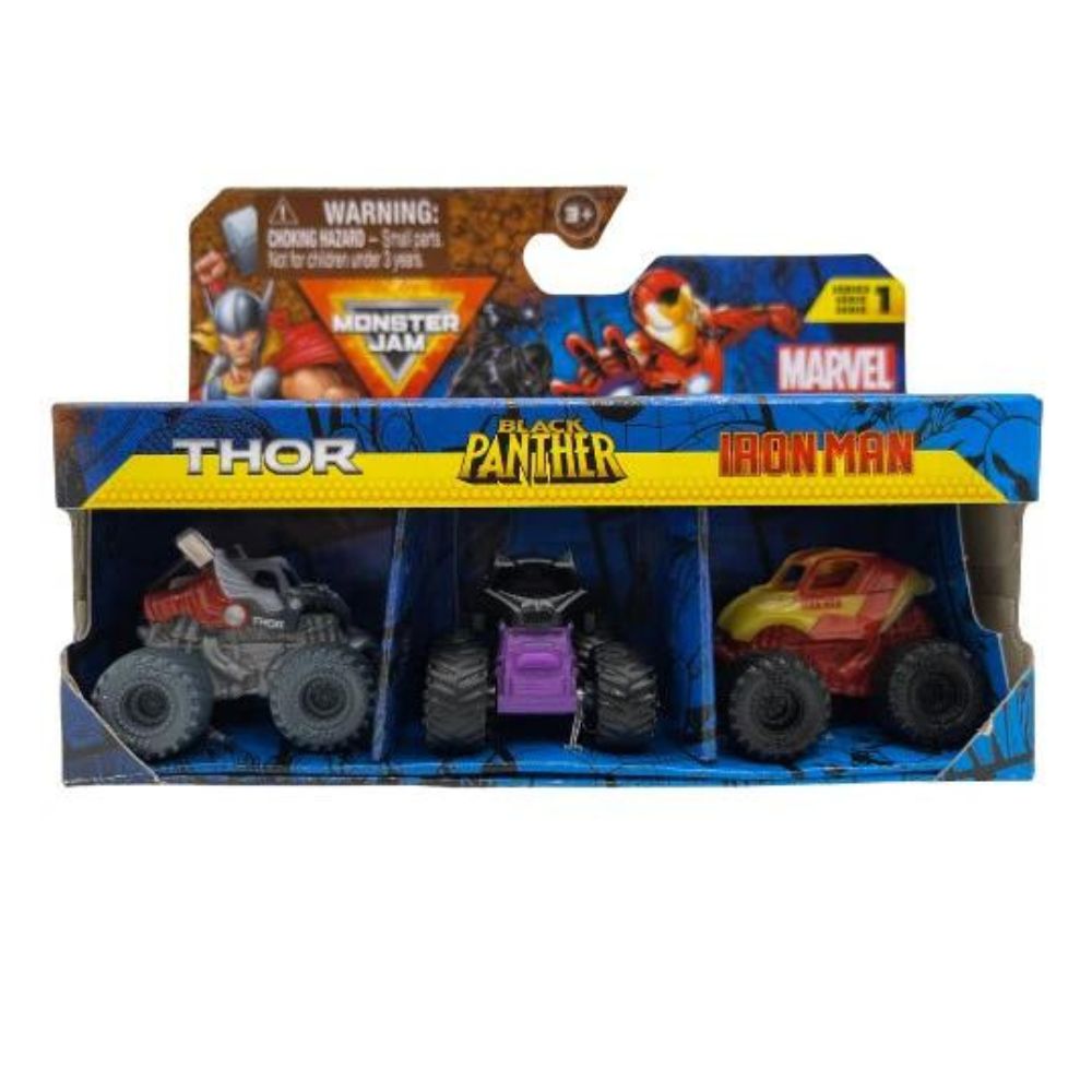 Monster Jam 1:87 Series 1 Marvel Thor,Black Panther,Iron Man