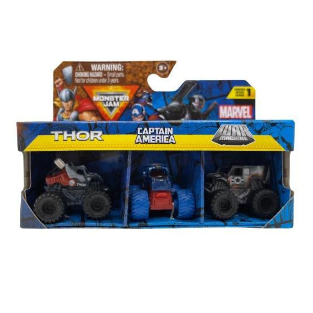 Monster Jam 1:87 Series 1 Marvel Thor,Captain America,War Machine