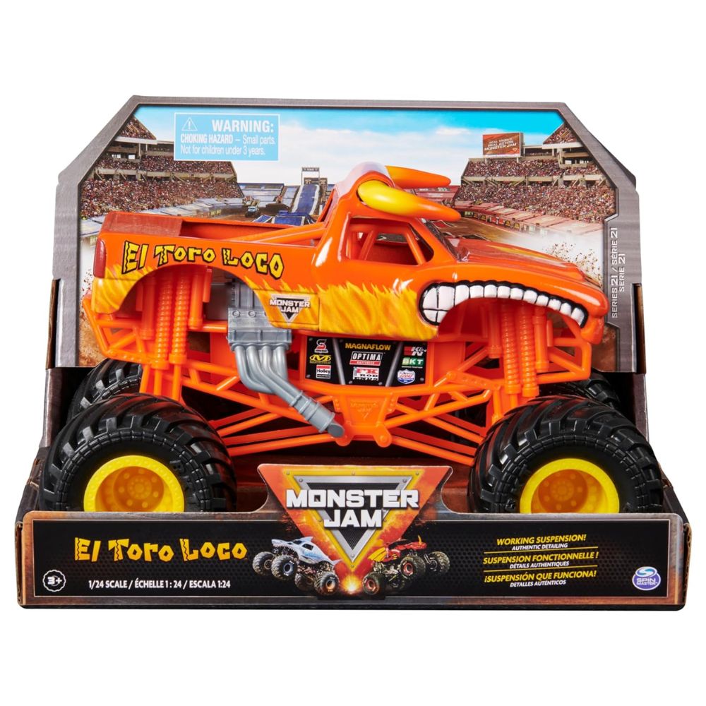 Monster Jam, Official El Toro Loco Monster Truck, Collector Die-Cast Vehicle, 1:24 Scale