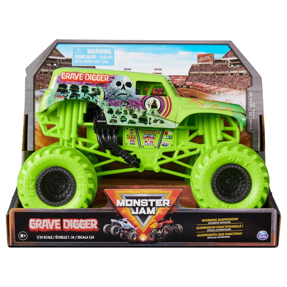 Monster Jam, Official Grave Digger Monster Truck, Collector Die-Cast Vehicle, 1:24 Scale