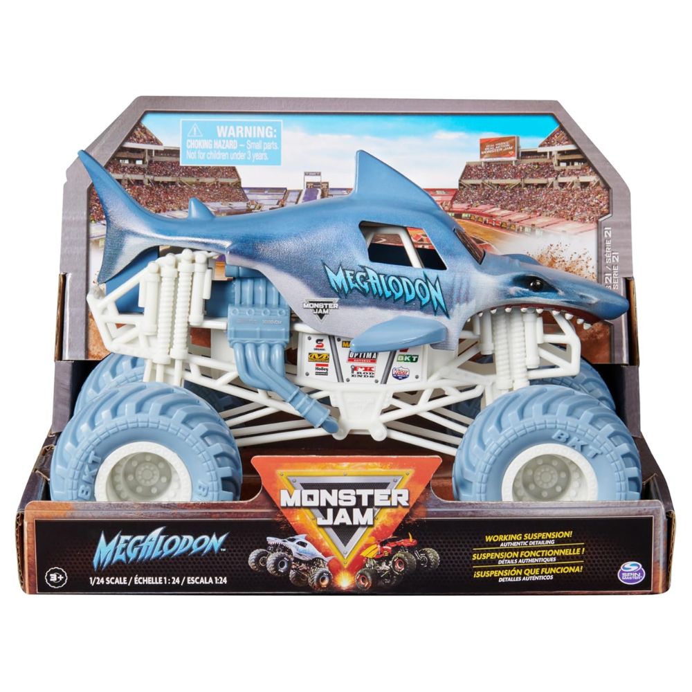 Monster Jam, Official Megalodon Monster Truck, Collector Die-Cast Vehicle, 1:24 Scale