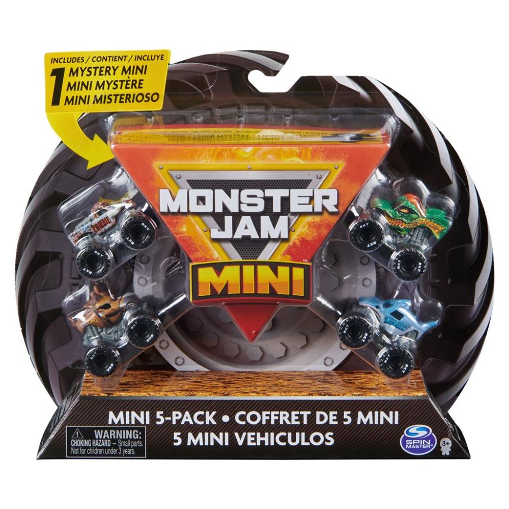 Monster Jam, Official Mini 5-Pack with Mystery Collectible Monster Truck, 1:87 Scale