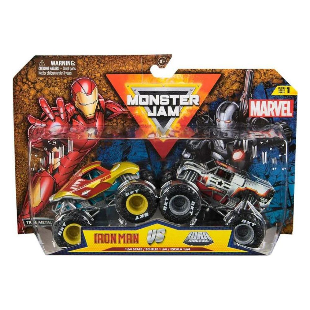 Monster Jam Marvel 1:64 Die-Cast Trucks 2-Pack Iron Man vs War Machine