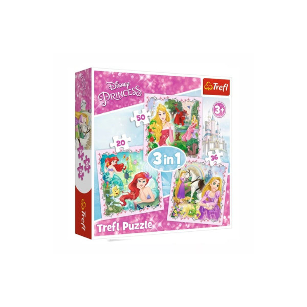 Trefl Puzzle Rapunzel, Aurora and Ariel 3in1